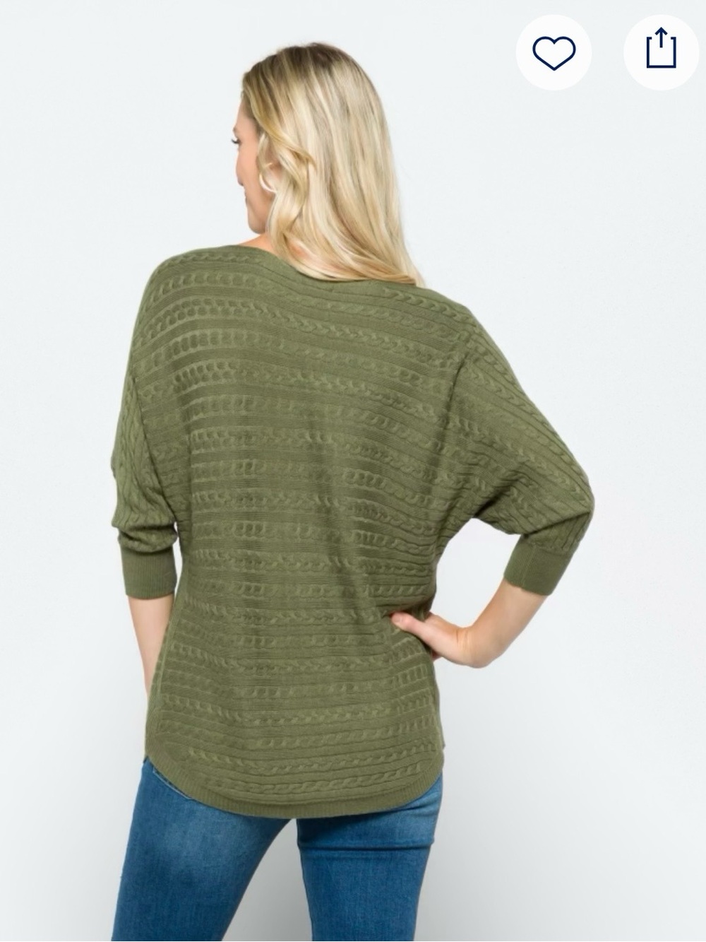 Market & Spruce Olive Reviera Cable Knit Dolman Sweater - Picture 5 of 5